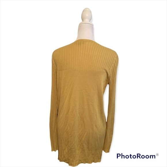 5/$25 Premise Mustard Yellow Open Duster Sweater Size Small - Picture 3 of 6